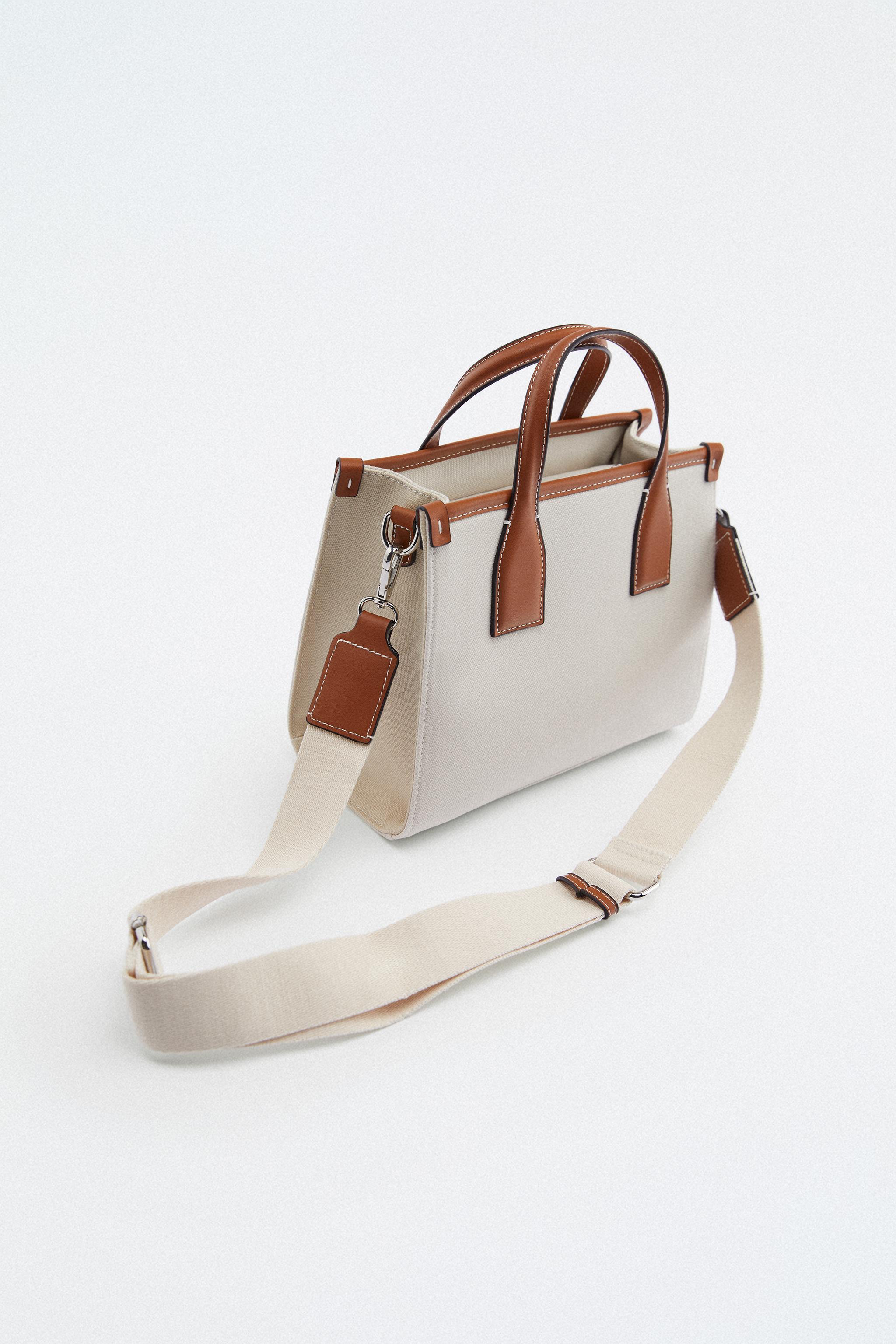 CANVAS MINI TOTE BAG Ecru White ZARA United Kingdom